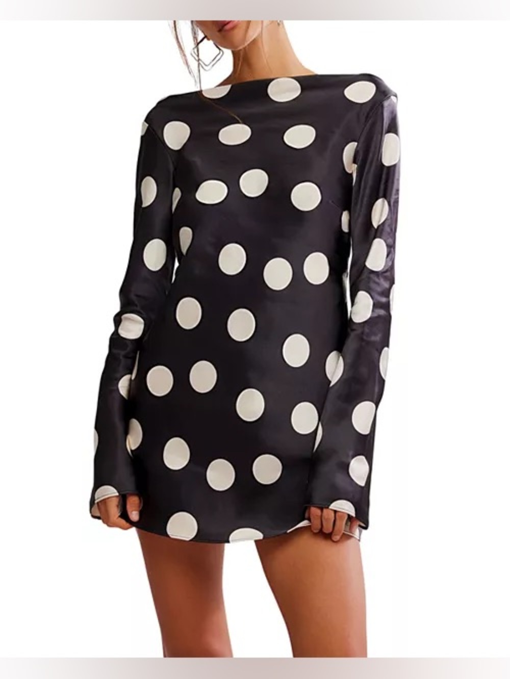 Free People Black and White Polka Dot Mini Dress
